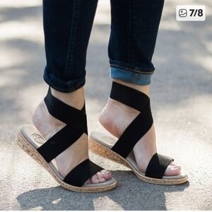 Charleston Shoe Co. Benjamin Espadrille Wedge Sandals Black - 9